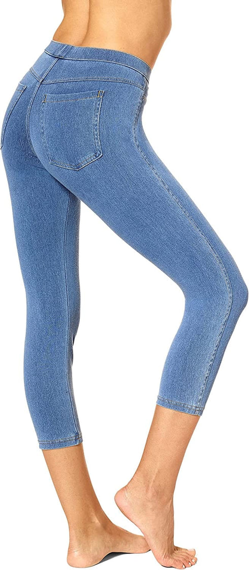 Womens Classic Denim Capri Legging with Pockets